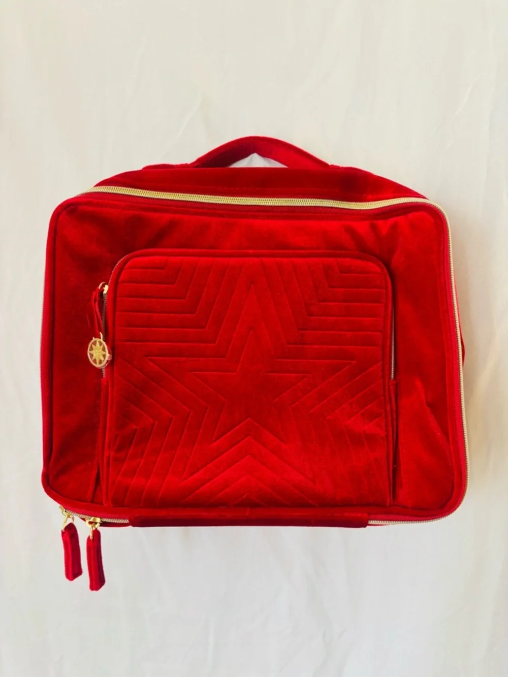 Wonder Woman inspired Red Stars Quilted Estée Lauder travel Bag